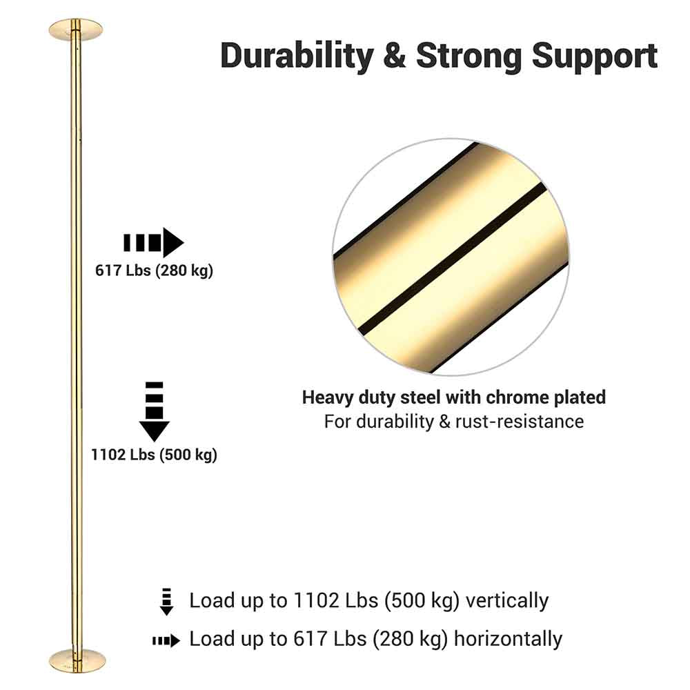 9Ft Golden Spinning Strip Pole