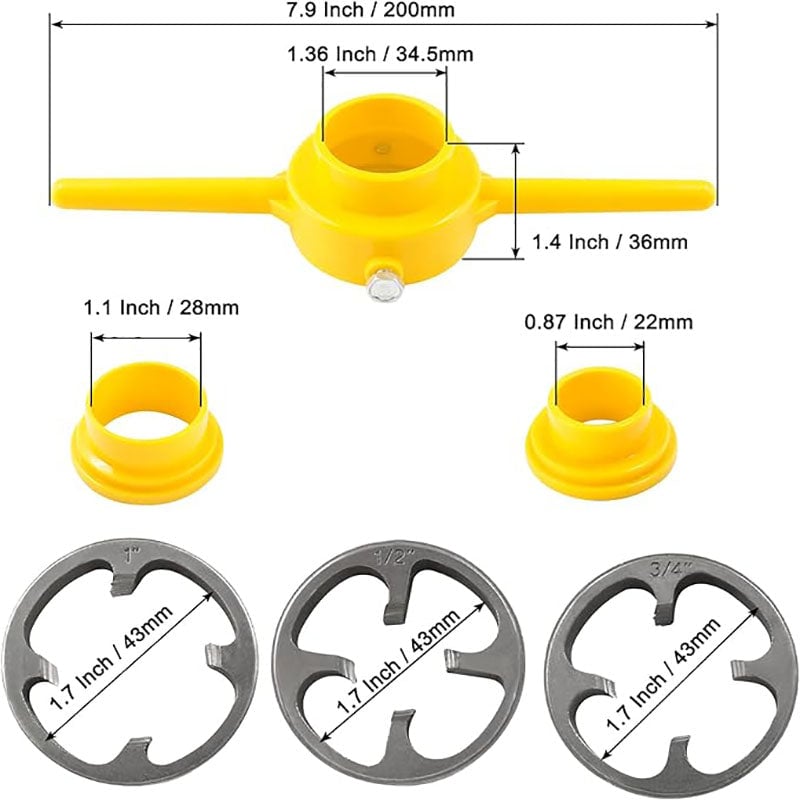 6Piece Set Of Water Pipe Die Plastic Pipe Die Tap Wrench Set