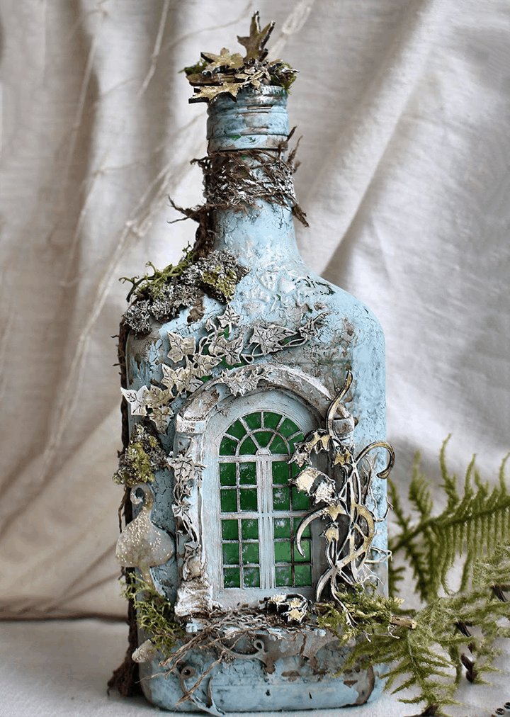 Altered Art Bottle Mystical Forest Stories