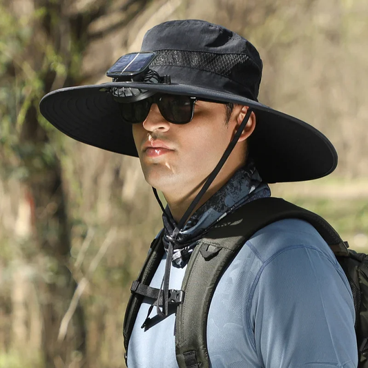 A Outdoor Wide Brim Sun Hat With Solar Fan