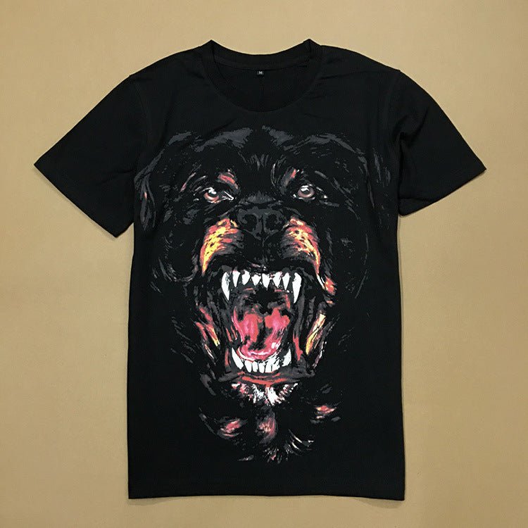 3D Printed Big Evil Dog Head Short-Sleeved T-Shirt