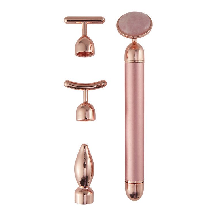 4 In 1 Vibrating Rose Quartz Face Roller