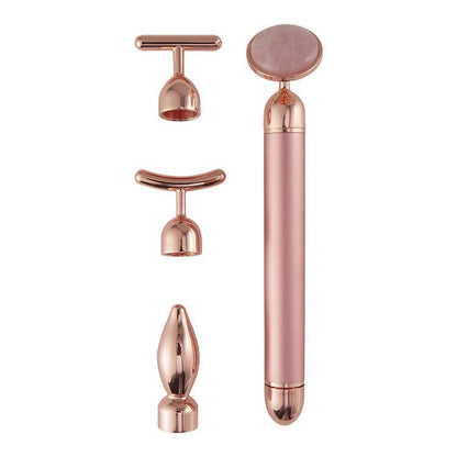 4 In 1 Vibrating Rose Quartz Face Roller