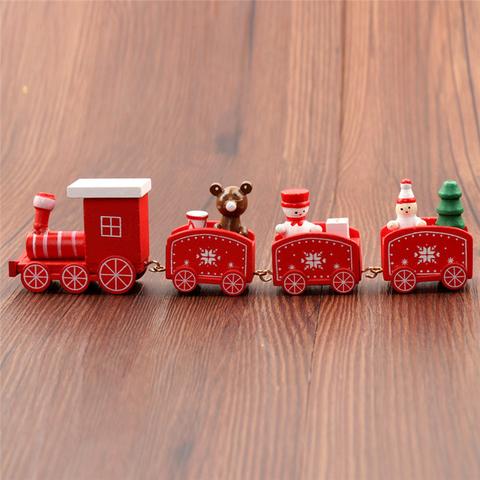 4Pcs Mini Wood Train Toys