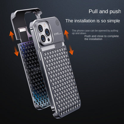 Aluminum Alloy Phone Case Hollow Heat Dissipation Anti-Fall Full Body Shockproof