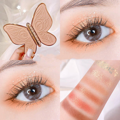 6 Colors Eyeshadow Palette Butterfly Glitter Matte Makeup Plate