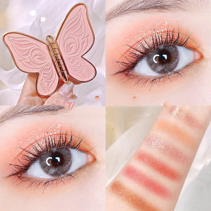 6 Colors Eyeshadow Palette Butterfly Glitter Matte Makeup Plate