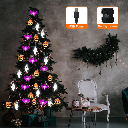 Akerock Halloween Lights, Spooky Halloween String Lights With Timer For Halloween Decorations Indoor/Outdoor, Battery Operated/Usb Power, Halloween Decor - 20 Feet