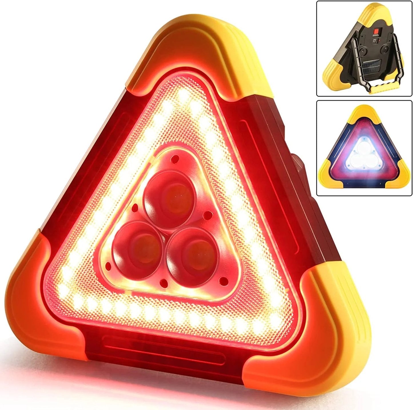 2In1 Solar Emergency Triangular Roadside Warning Light