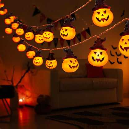 16Ft 30 Led Battery Operated Halloween Pumpkin Lights, Waterproof Battery Outdoor Lights For Indoor Outdoor Decorations Home, Bedroom, Patio, Balcony, Halloween Party (8 Modes)