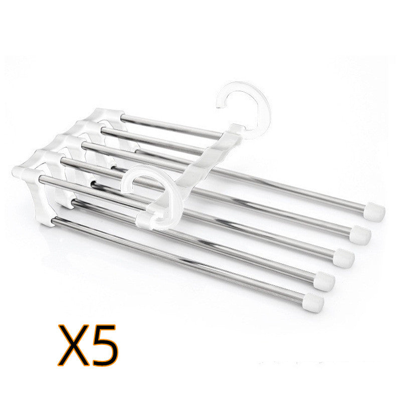 5 In 1 Wardrobe Hangers Stainless Steel Multi-Functional Pants Hangers