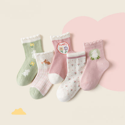 5 Pairs Of Cute Cartoon Children'S Socks