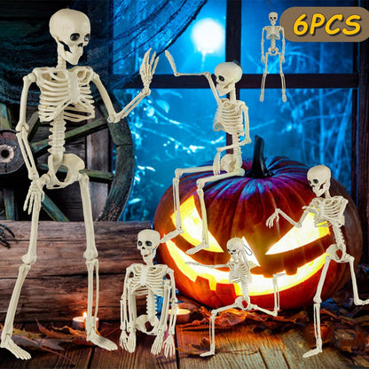 6 Packs Skeleton Halloween Decorations Outdoor With 16 Full Body Posable Joints Skeletons Decor, Halloween Party Decor Indoor, Yard Garden Lawn Graveyard Haunted House Props Spooky Party Decorations