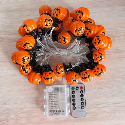 16Ft 30 Led Battery Operated Halloween Pumpkin Lights, Waterproof Battery Outdoor Lights For Indoor Outdoor Decorations Home, Bedroom, Patio, Balcony, Halloween Party (8 Modes)