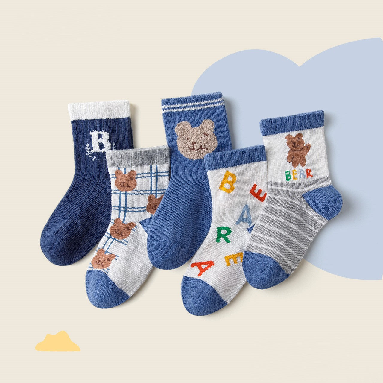 5 Pairs Of Cute Cartoon Children'S Socks