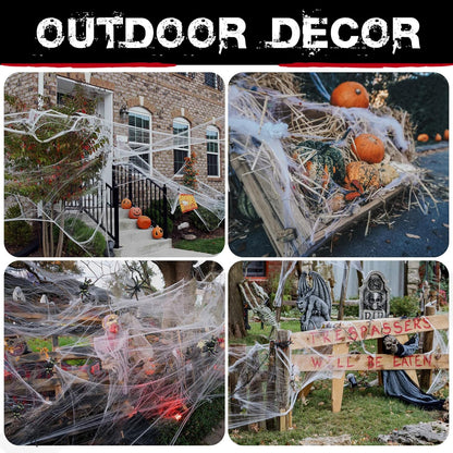 1400 Sqft Halloween Spider Webs Decorations With 150 Extra Spiders, Super Stretchy Cobwebs For Halloween Decor Indoor And Outdoor