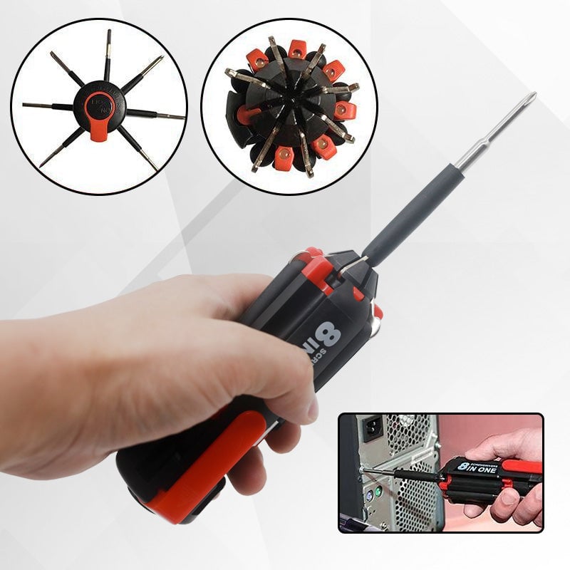 8 Screwdrivers In 1 Tool With Worklight And Flashlight