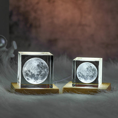 3D Crystal Cube Moon Nightlight