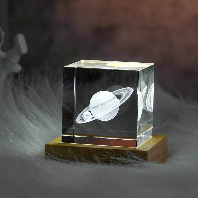 3D Crystal Cube Moon Nightlight