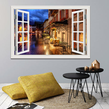 3D Street Scene Self-Adhesive European Wallpaper