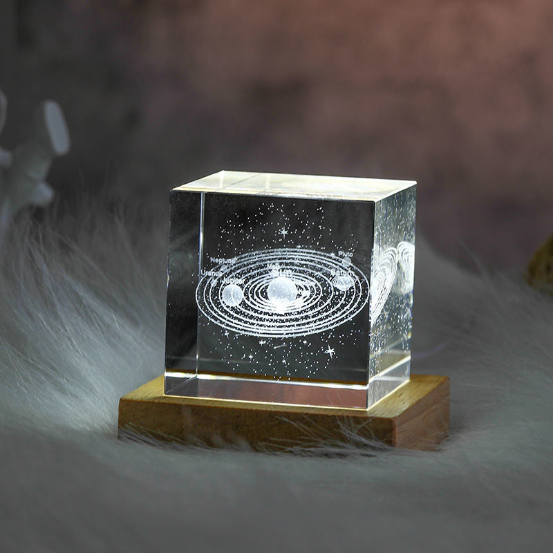 3D Crystal Cube Moon Nightlight