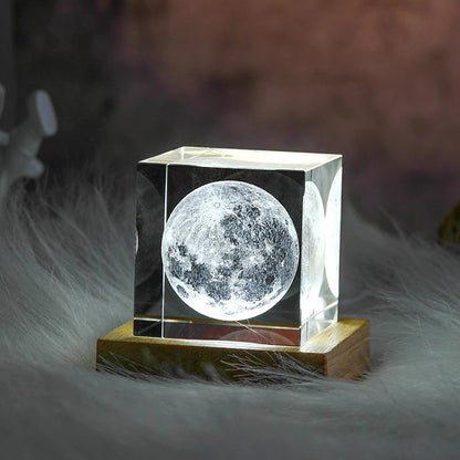 3D Crystal Cube Moon Nightlight