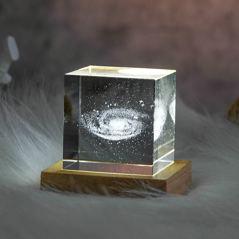 3D Crystal Cube Moon Nightlight