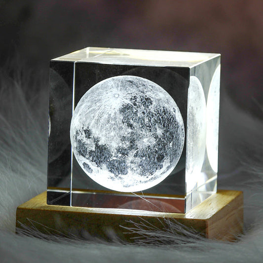 3D Crystal Cube Moon Nightlight