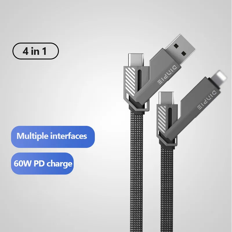 4 In 1 Usb To Type-C Cable 60W Durable Charging Cable Iphone Android