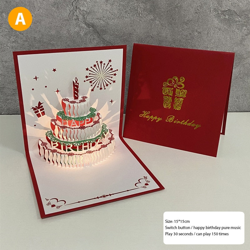 3D Birthday Music Happy Cake Cards