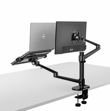 Aluminum Multifunction Ergonomics Desk Laptop Stand Monitor Desktop Holder Full Motion With Column Bar