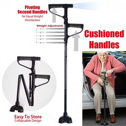 Aluminum Alloy With Led Light NonSlip Foldable Walking Stick