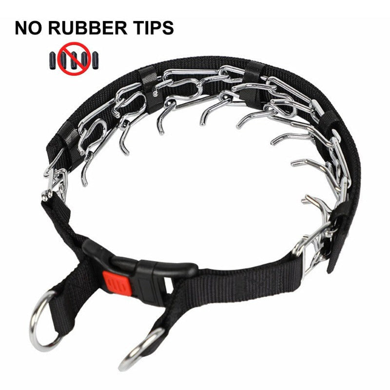 Adjustable Prong Collar With Stainless Steel Links Nylon Cover For Dogs