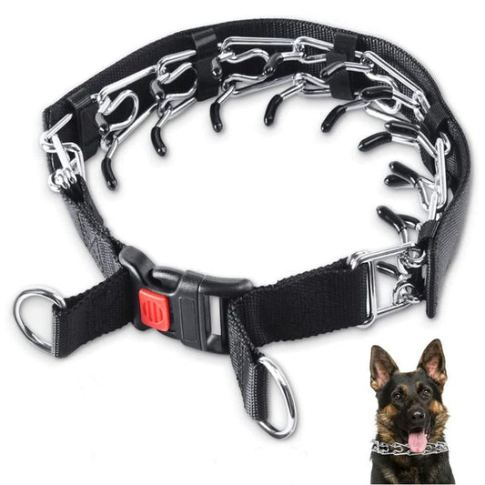 Adjustable Prong Collar With Stainless Steel Links Nylon Cover For Dogs