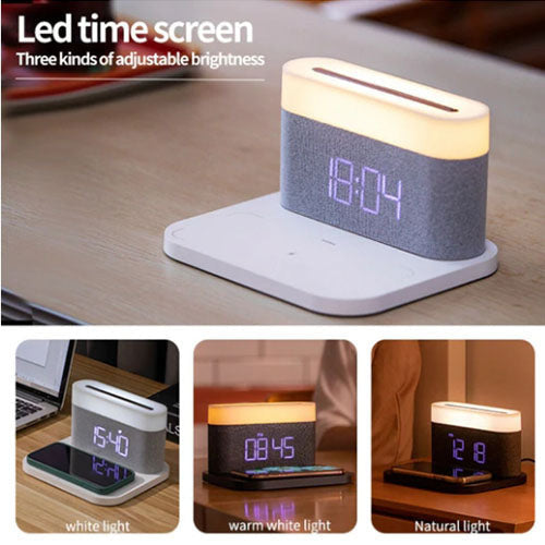 3 In 1 Wireless Charger Alarm Clock And Adjustable Night Light