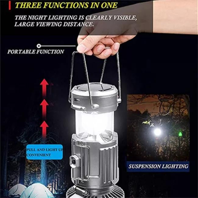 6 In 1 Portable Outdoor Led Camping Lantern With Fan Solar Design Fan Function