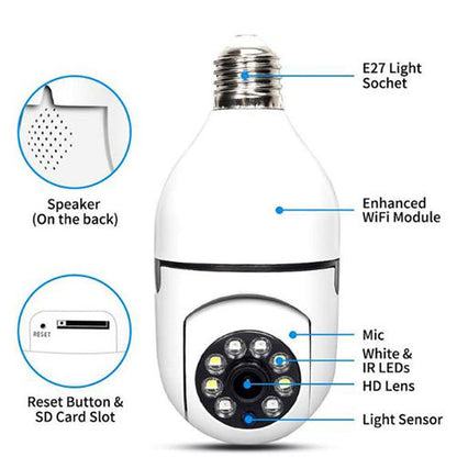 5G Wifi E27 Bulb Surveillance Camera Night Vision