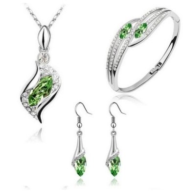 Angel Elf Earrings Necklace Bracelet Three-Piece Austria Crystal Alloy Jewelry Set