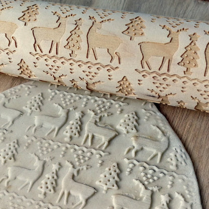 3D Wooden Christmas Rolling Pin