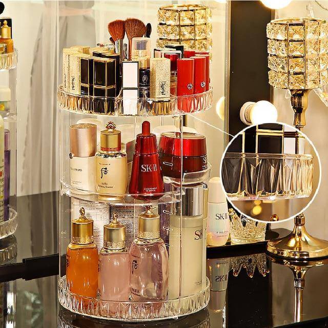 360 Degree Rotation Cosmetic Makeup Cologne Organizer Box