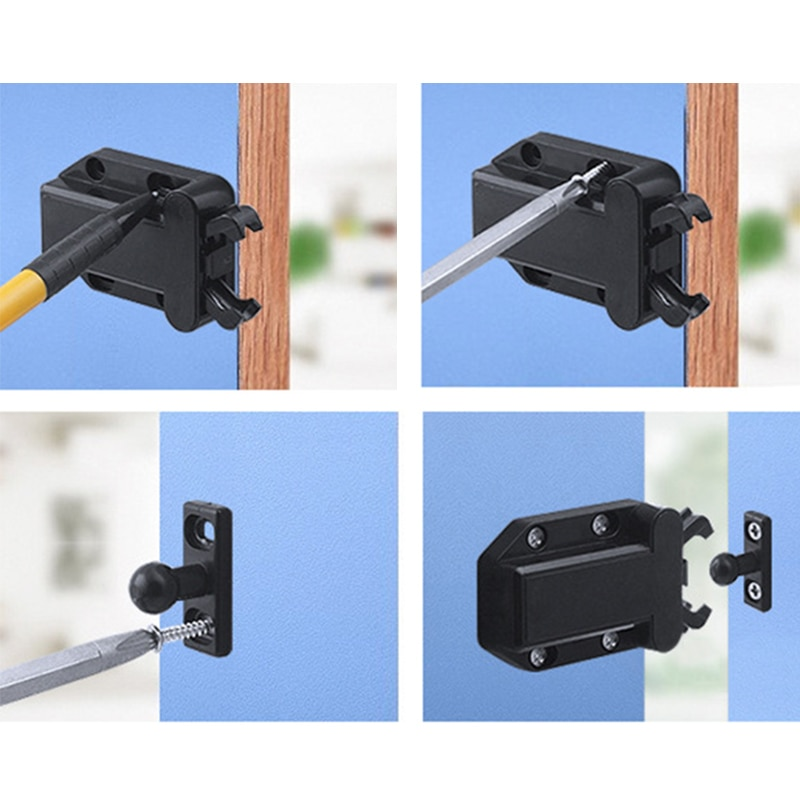 4Pcs Auto Pop-Up Cabinet Locks